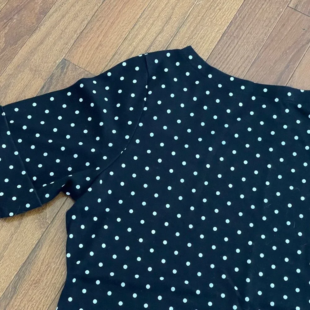Karen Scott Black White Polka Dot Top Size Large - Picture 5 of 16